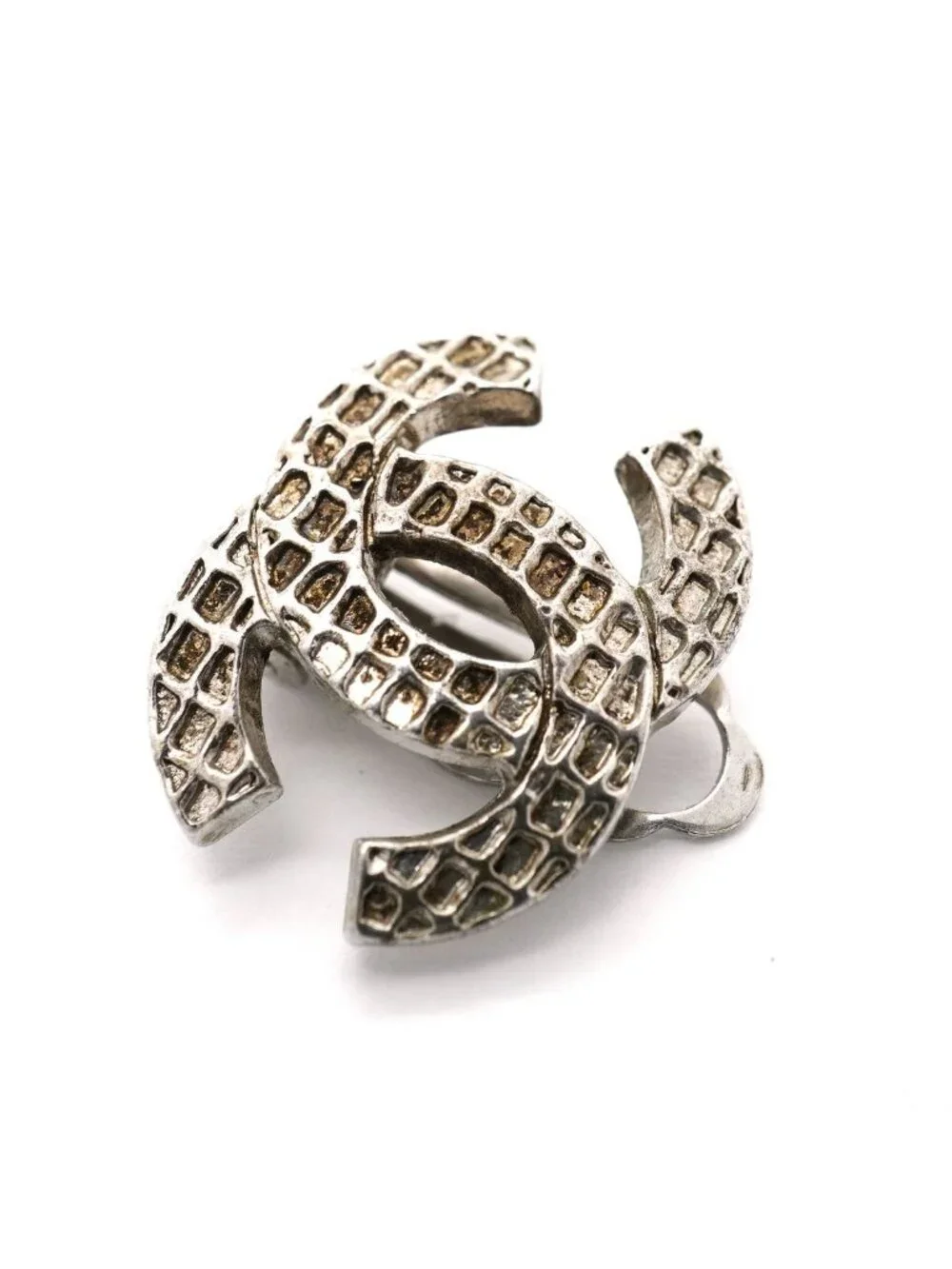 Chanel Earrings CC Logo Metal Silver
